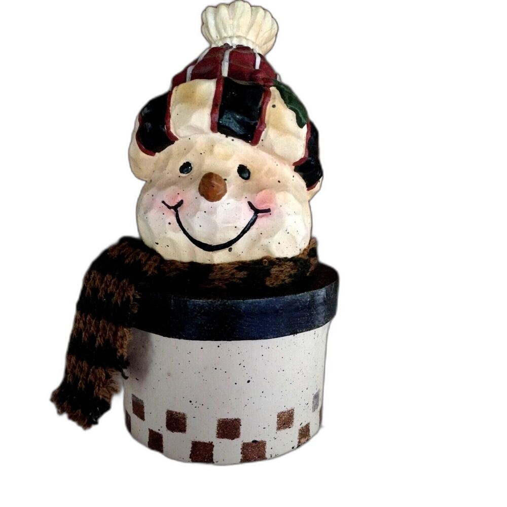 Snowman Trinket Gift Box Resin Cardboard Christmas Winter Holiday Frosty
